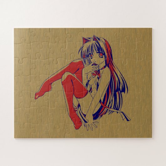 American Manga Neko Catgirl Kawaii Anime Puzzle (Horizontal)