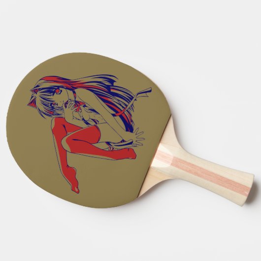 American Manga Neko Catgirl Kawaii Anime Tischtennis Schläger (Seitenansicht)