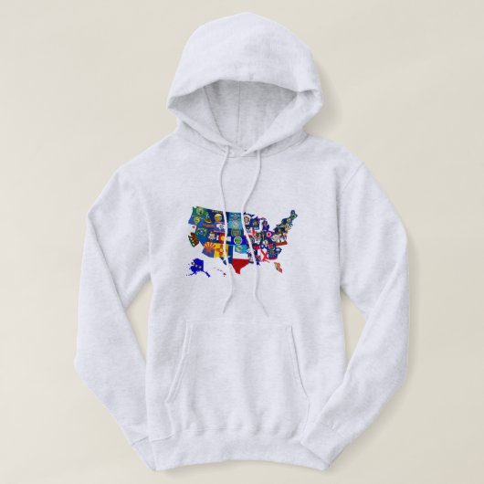 American Map State Flags Mosaic Hoodie (Design vorne)