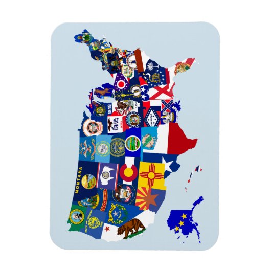 American Map State Flags Mosaic Magnet (Vertikal)