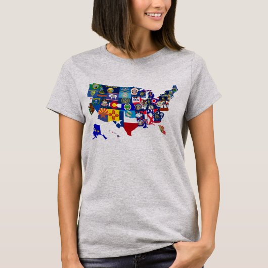 American Map State Flags Mosaic Tee Shirt (Vorderseite)