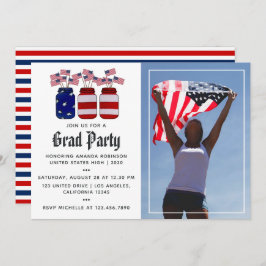 American Mason Jars Abschluss Foto Einladung