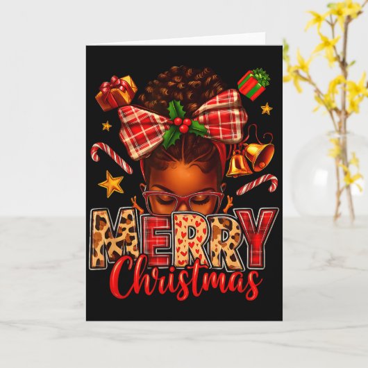 American Melanin Afro Sleigh Queen Christmas Afric Karte (Gelbe Blume)