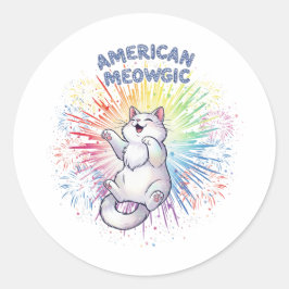 American Meowgic - Funkelnd Kat- und Regenbogenfeu Runder Aufkleber