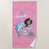 American Mermaid Individuelle Name Girl Strandtuch (Vorderseite)