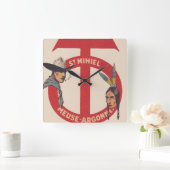 AMerican Military Unit Logo 90th Division Quadratische Wanduhr (Zuhause)