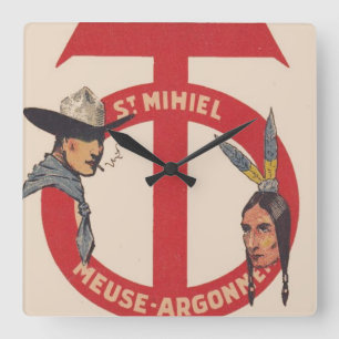 AMerican Military Unit Logo 90th Division Quadratische Wanduhr