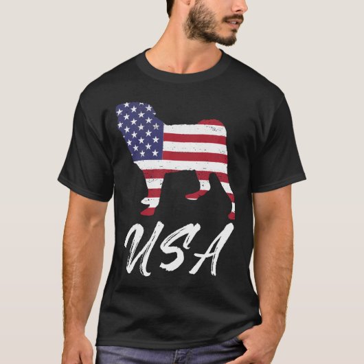 American Mops USA Flag TShirt für Mops Lovers Esse (Vorderseite)