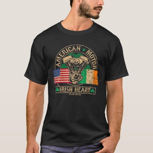 American Motor Irish Heart T Shirt für Irish Biker (Vorderseite)