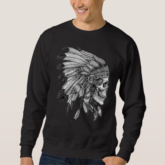 American Motorrad Skull Indischer Adler Chie Sweatshirt (Vorderseite)