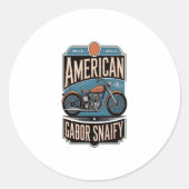 American Motorrad Vintag Runder Aufkleber (Vorderseite)