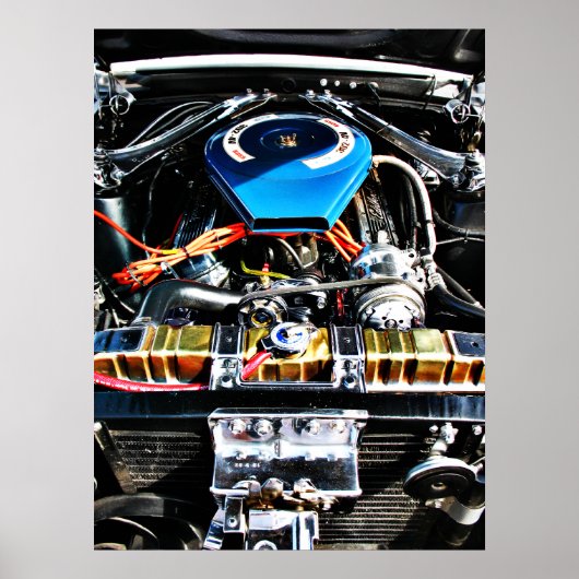 American Muscle Car Motor Poster (Vorne)