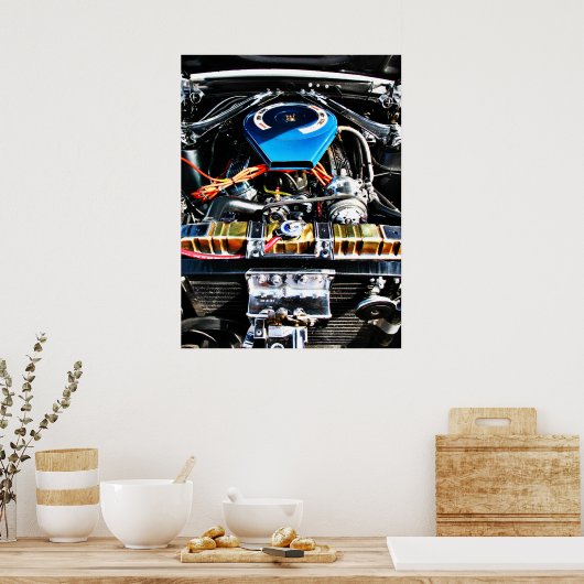 American Muscle Car Motor Poster (Küche)