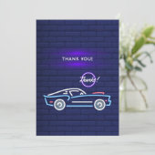 American Muscle Car Neon Geburtstag Dankeskarte (Stehend Vorderseite)
