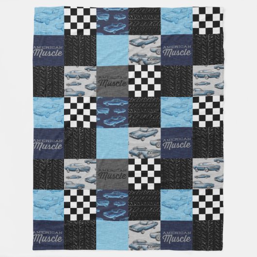 American Muscle Cars Fleece Blanket - Blau (Vorderseite)