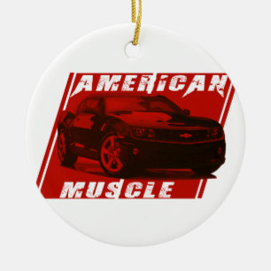American Muscle Red Camaro Keramik Ornament