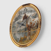 American Mustang Wild Horse Western Wall Clock Große Wanduhr (Winkel)