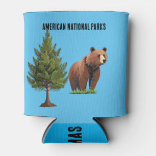 American National Park Brown Bear Pine Tree Dosenkühler