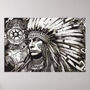 American Native Indian Friedlich Nature Prairie Ar Poster