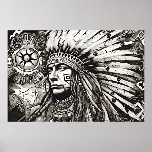 American Native Indian Friedlich Nature Prairie Ar Poster (Vorne)