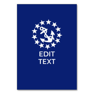 American Nautical Yacht Flag Anchor on Blue Tischnummer