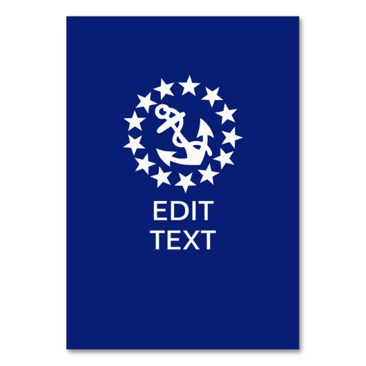 American Nautical Yacht Flag Anchor on Blue Tischnummer (Vorderseite)