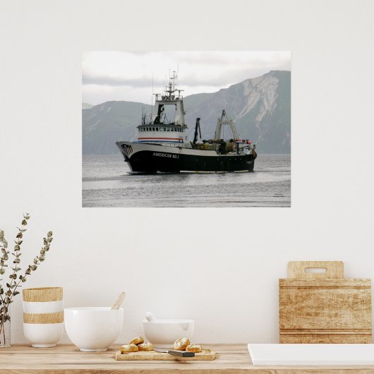 American No. 1, Factory Trawler in Dutch Harbour, Poster (Küche)