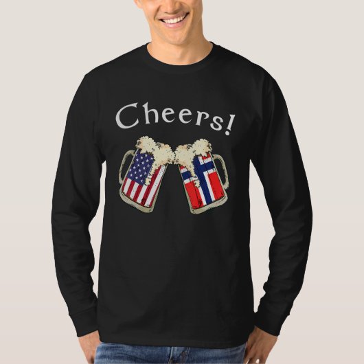 American Norwegian Patriot US Flag Beer Drinks Nor T-Shirt (Vorderseite)