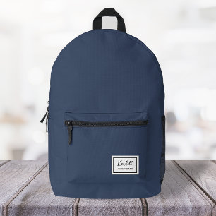 American Nostalgia Classic Simple Minimal Blue Bedruckter Rucksack