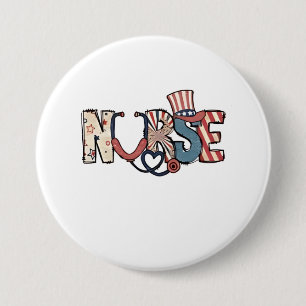 American Nurse 4. Juli Patriotic USA Flag Nurs Button