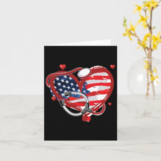 American Nurse 4. Juli Patriotic USA Flag Nurs Karte (Gelbe Blume)