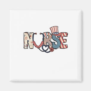 American Nurse 4. Juli Patriotic USA Flag Nurs Magnet