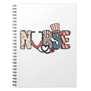 American Nurse 4. Juli Patriotic USA Flag Nurs Notizblock