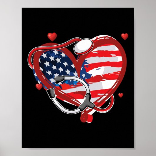 American Nurse 4. Juli Patriotic USA Flag Nurs Poster (Vorne)