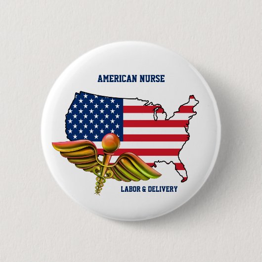 American Nurse | Arbeit & Lieferung Patriotic Button (Vorderseite)