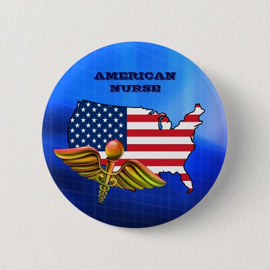 American Nurse. Patriotisch Button (Vorderseite)