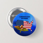 American Nurse. Patriotisch Button (Vorne & Hinten)