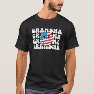 American Oma Retro Groovy 4. Juli Smile Fa T-Shirt