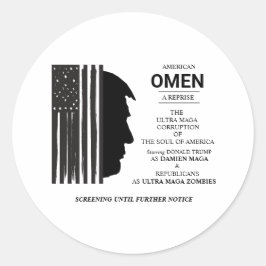 American Omen In Black Runder Aufkleber