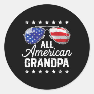 American Opa 4. Juli Familie Matching Sungl Runder Aufkleber