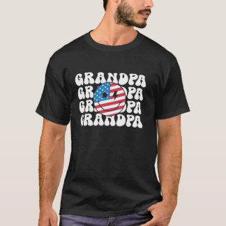 American Opa Retro Groovy 4. Juli Smile Fa T-Shirt