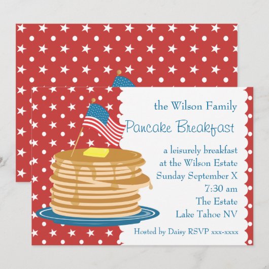 American Pancake Breakfast Einladung (Vorne/Hinten)