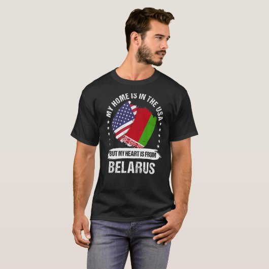 American Patriot Belarus Flag Amerikanisch Weißrus T-Shirt (Vorne ganz)
