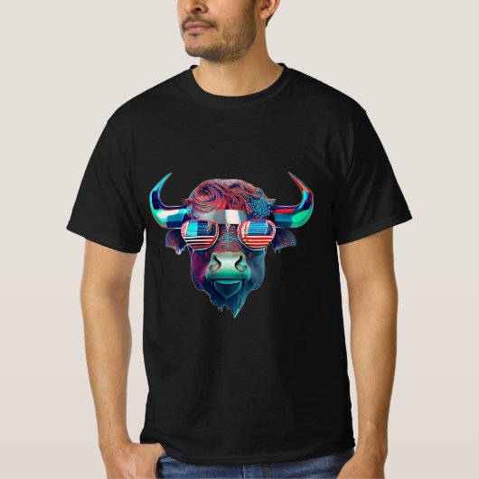 American Patriot Bull Cow Buffalo T-Shirt (Vorderseite)