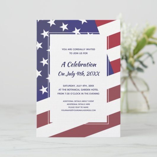 American Patriot Classic 4. Juli US-Flagge Einladung (Stehend Vorderseite)