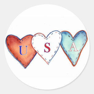 American Patriot USA Pride Hearts Stickers