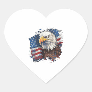 American Patriot USA Symbols Flag Eagle Freedom Herz-Aufkleber