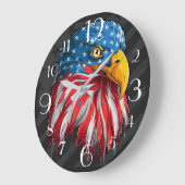 American Patriotic Bald Eagle Große Wanduhr (Winkel)