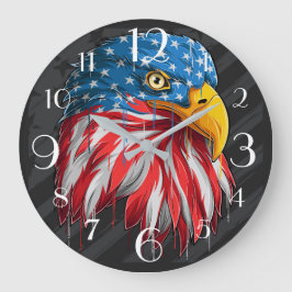American Patriotic Bald Eagle Große Wanduhr