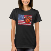 American Patriotic Basketball 4th Of July US Flag T-Shirt (Vorderseite)